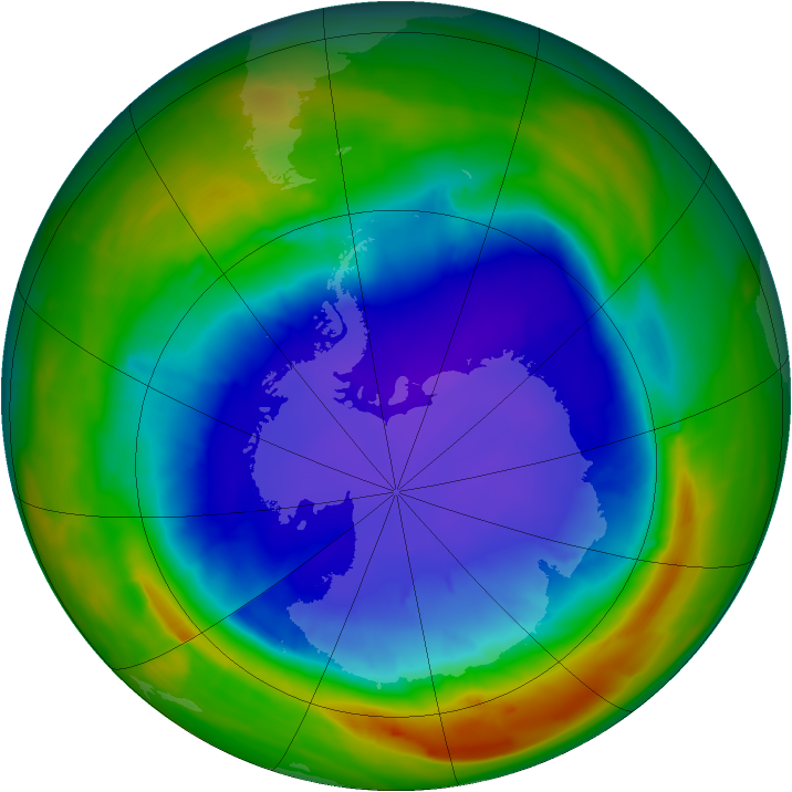 Antarctic ozone map for 23 September 2014